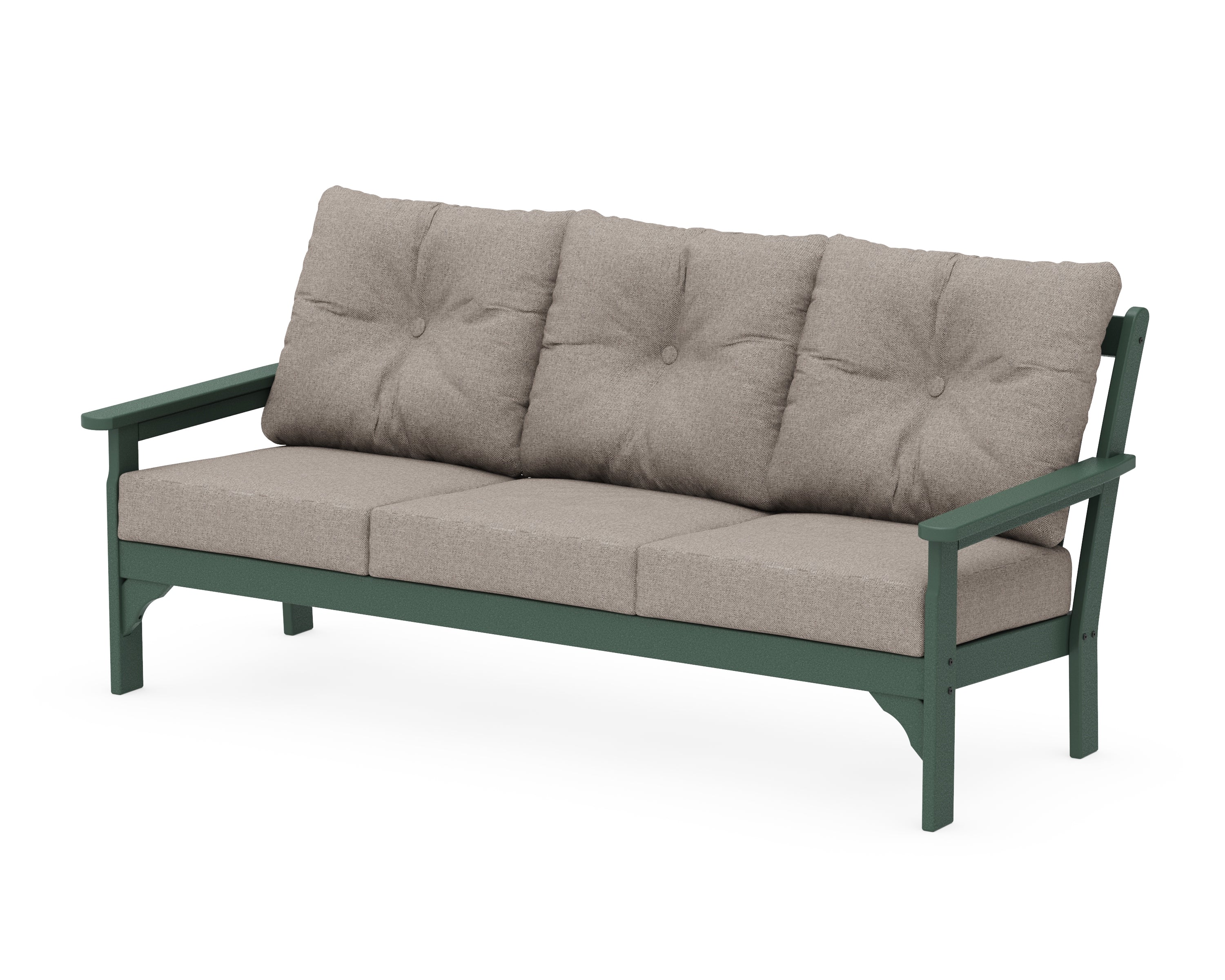 POLYWOOD® Vineyard Deep Seating Sofa in Green / Weathered Tweed