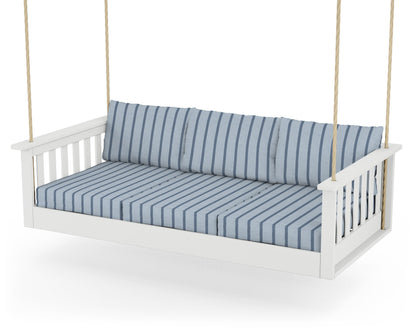POLYWOOD® Vineyard Daybed Swing in White / Unwind Sky