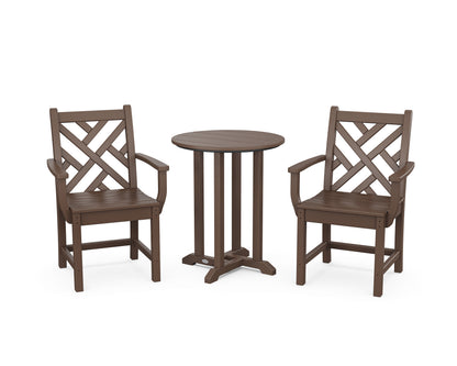 POLYWOOD® Chippendale 3-Piece Round Bistro Dining Set in Mahogany