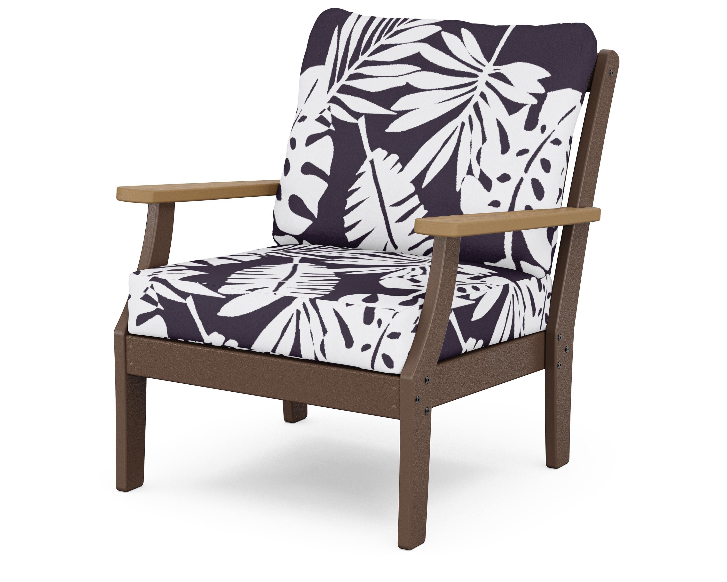 POLYWOOD® Braxton Deep Seating Chair in Mahogany / Natural / Leaf Navy