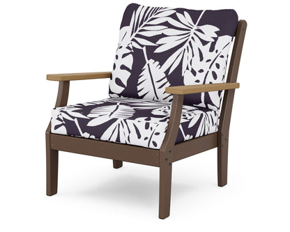 POLYWOOD® Braxton Deep Seating Chair in Mahogany / Natural / Leaf Navy