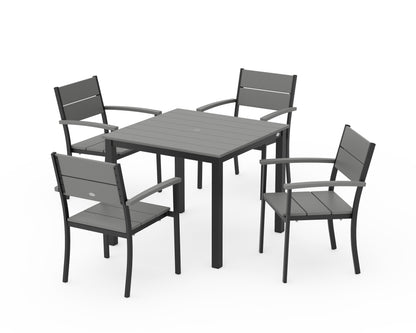 POLYWOOD® Main Street 5-Piece Dining Set in Black / Slate Grey