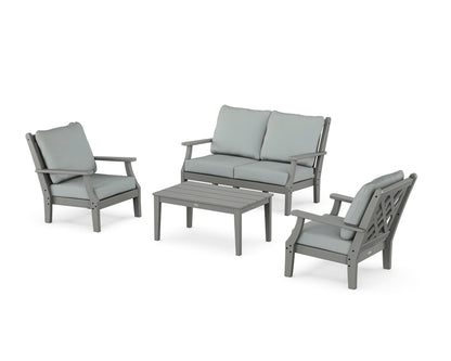 Country Living Wovendale 4-Piece Deep Seating Set with Loveseat in Slate Grey / Spa