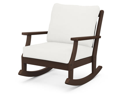POLYWOOD® Braxton Deep Seating Rocking Chair in Mahogany / Natural Linen
