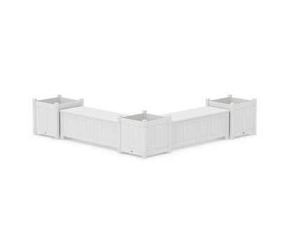 POLYWOOD® 48" Vineyard L- Shaped Planter Storage Bench Corner Set- Large in White