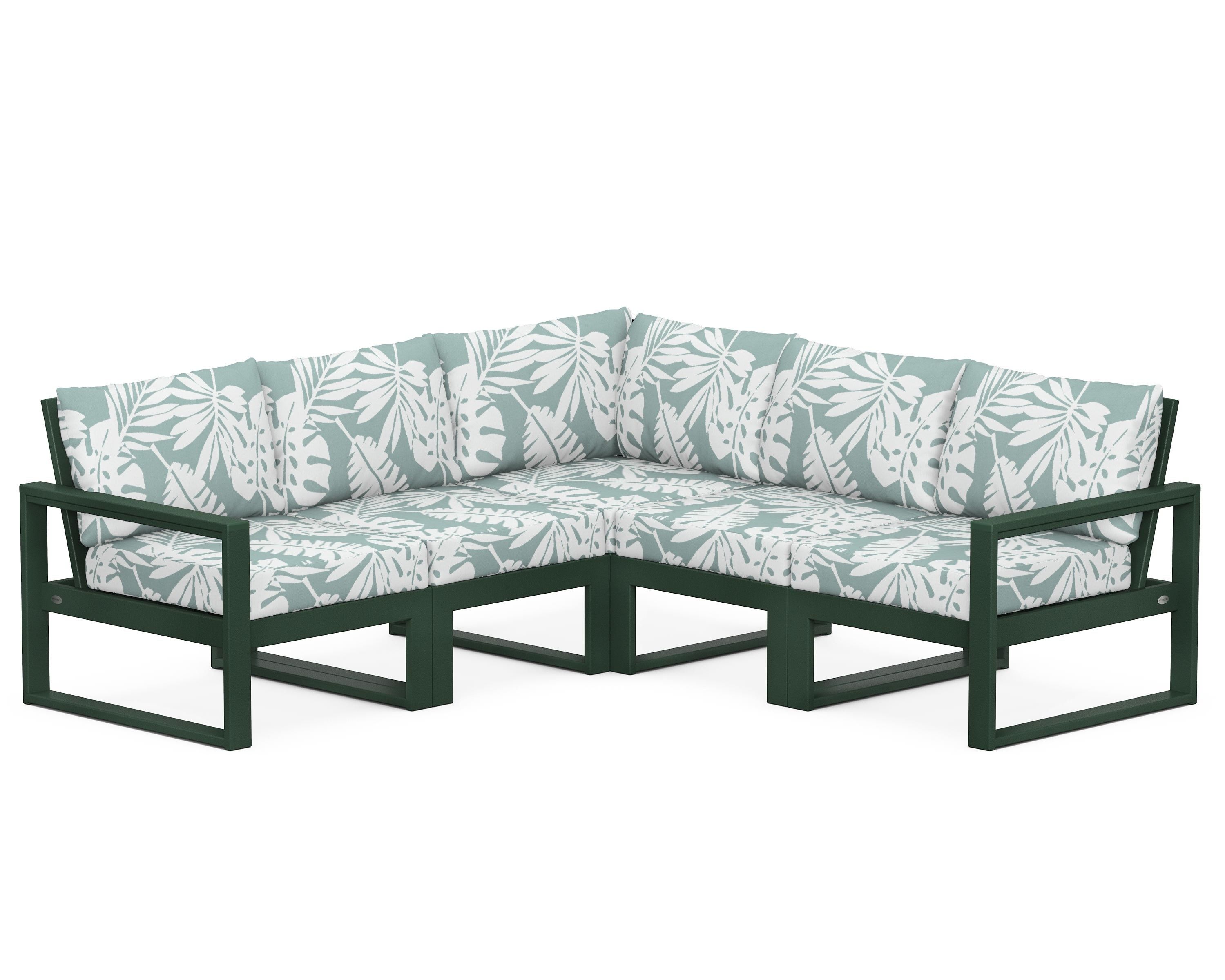 POLYWOOD® EDGE 5-Piece Modular Deep Seating Set in Green / Leaf Glacier Spa