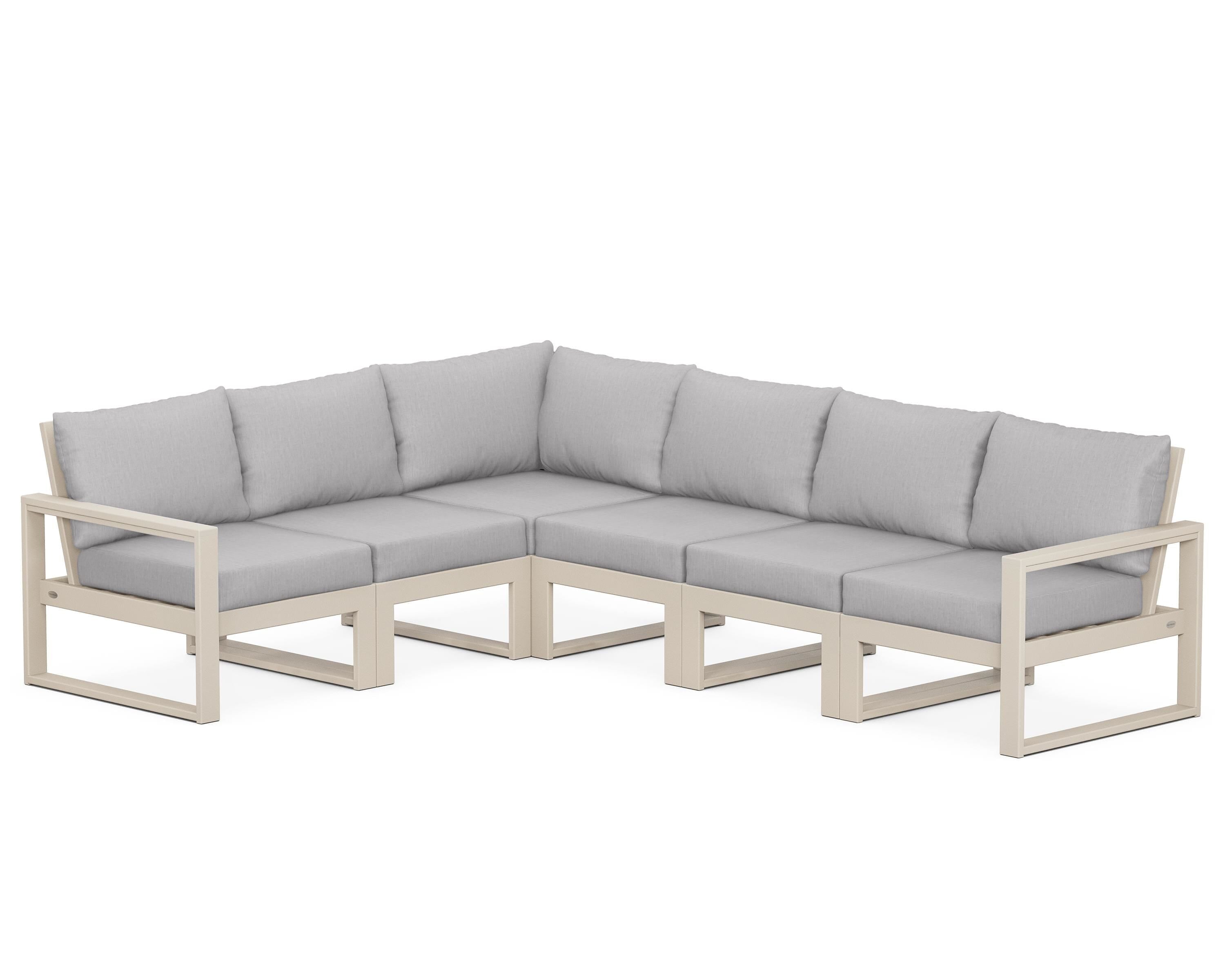 POLYWOOD® EDGE 6-Piece Modular Deep Seating Set in Sand / Granite