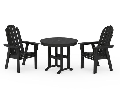 POLYWOOD® Vineyard Adirondack 3-Piece Round Dining Set in Black