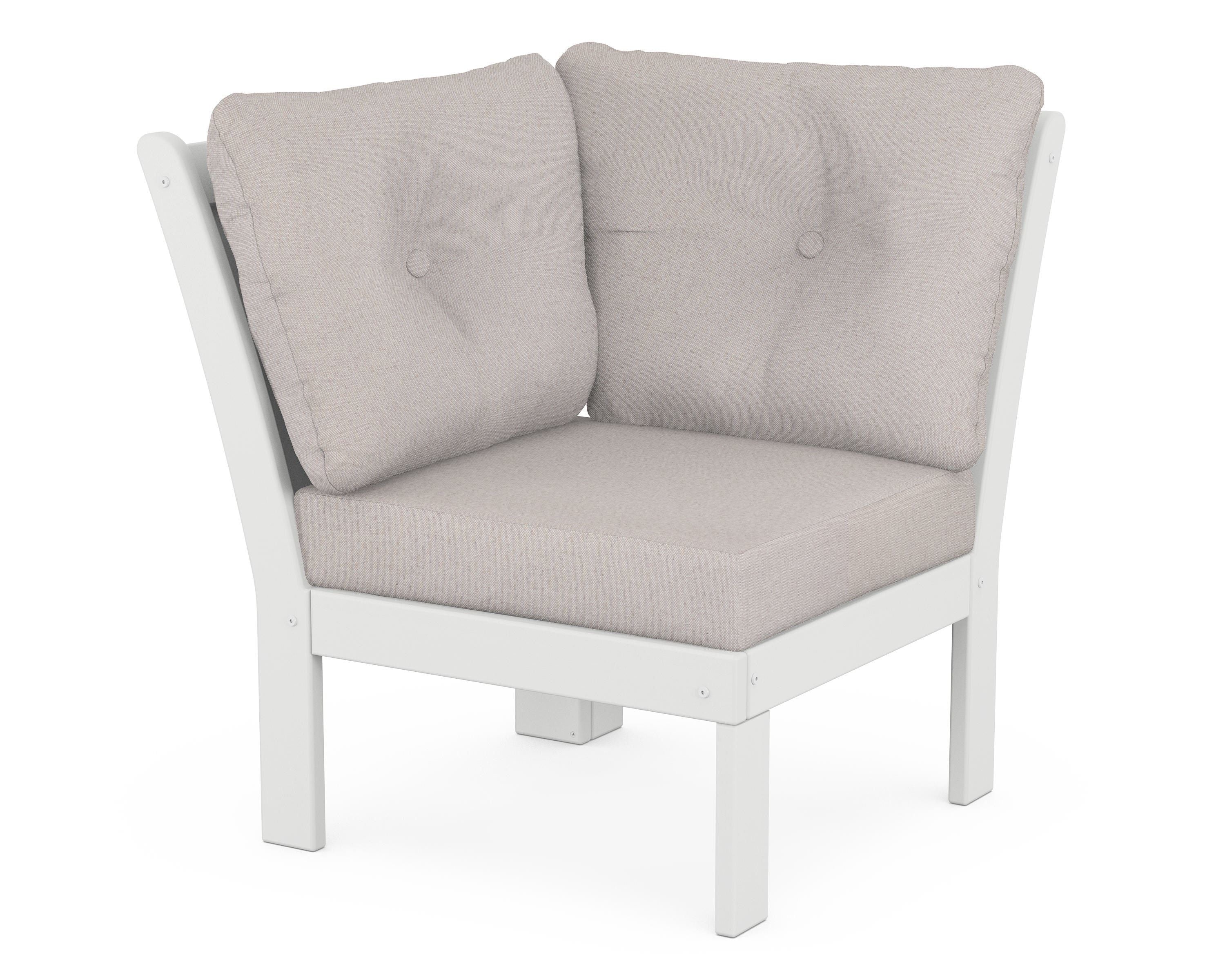 POLYWOOD® Vineyard Modular Corner Chair in White / Dune Burlap