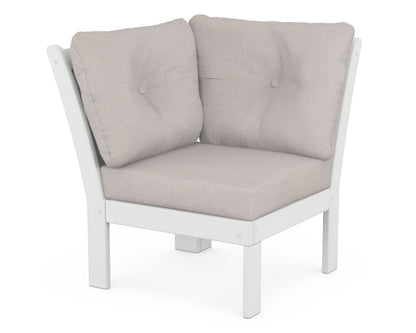 POLYWOOD® Vineyard Modular Corner Chair in White / Dune Burlap