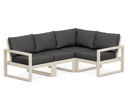 POLYWOOD® EDGE 4-Piece Modular Deep Seating Set in Sand / Spectrum Carbon
