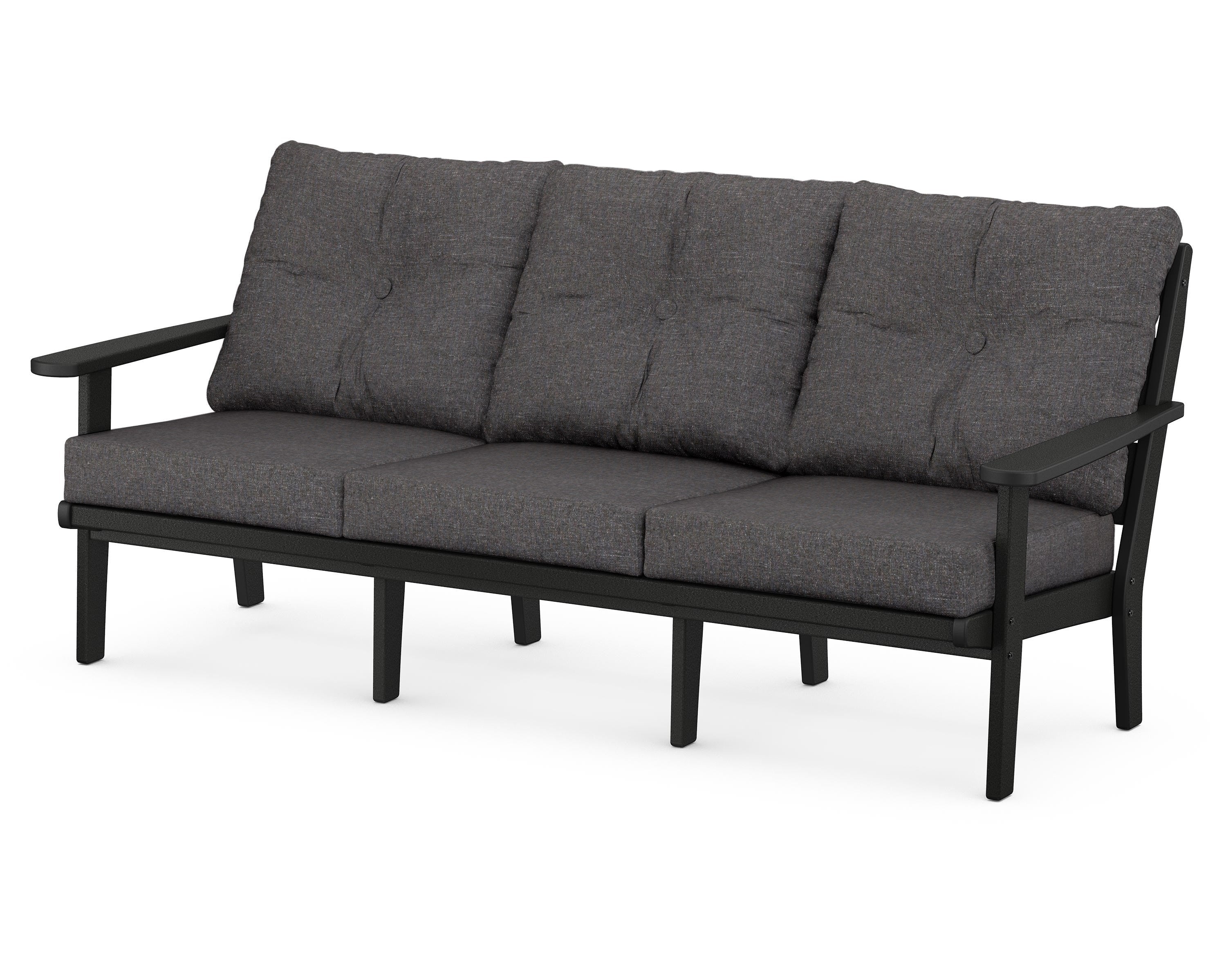 POLYWOOD® Lakeside Deep Seating Sofa in Black / Ash Charcoal