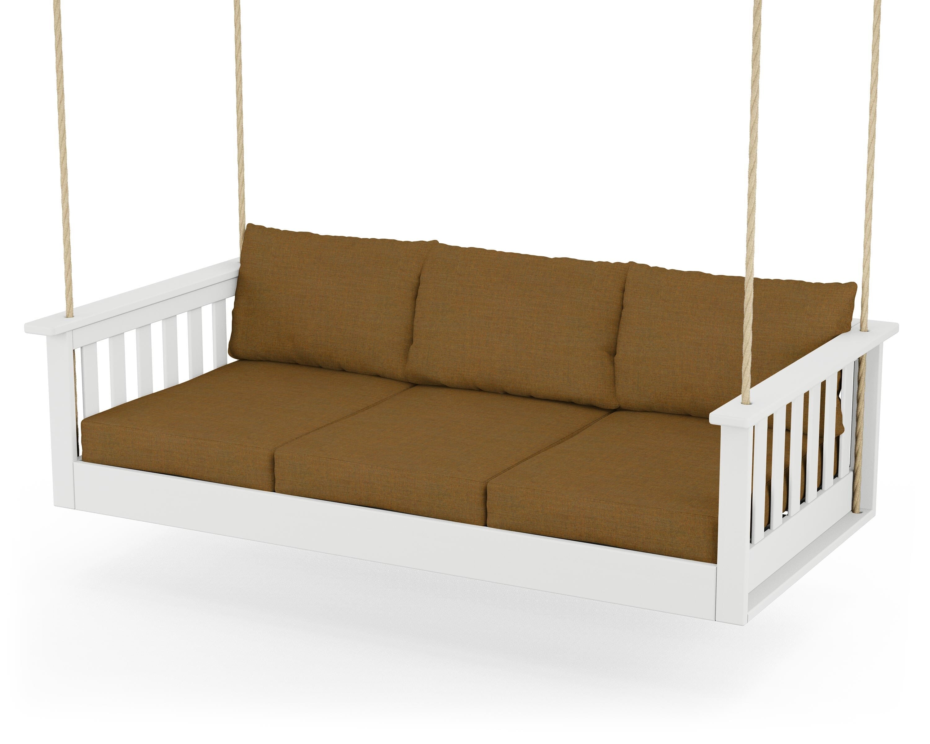 POLYWOOD® Vineyard Daybed Swing in White / Exhale Teak