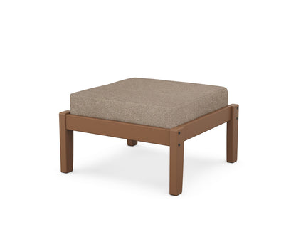 Unbranded Deep Seating Ottoman in Teak / Spiced Burlap