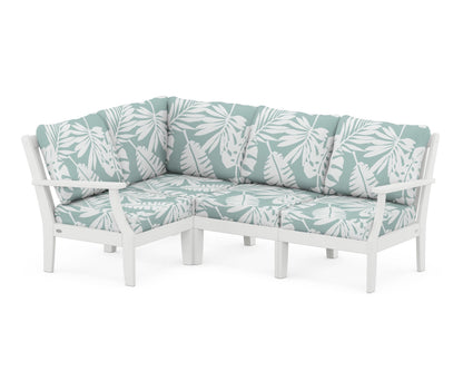 POLYWOOD® Braxton Modular 4-Piece Deep Seating Set in White / Leaf Glacier Spa