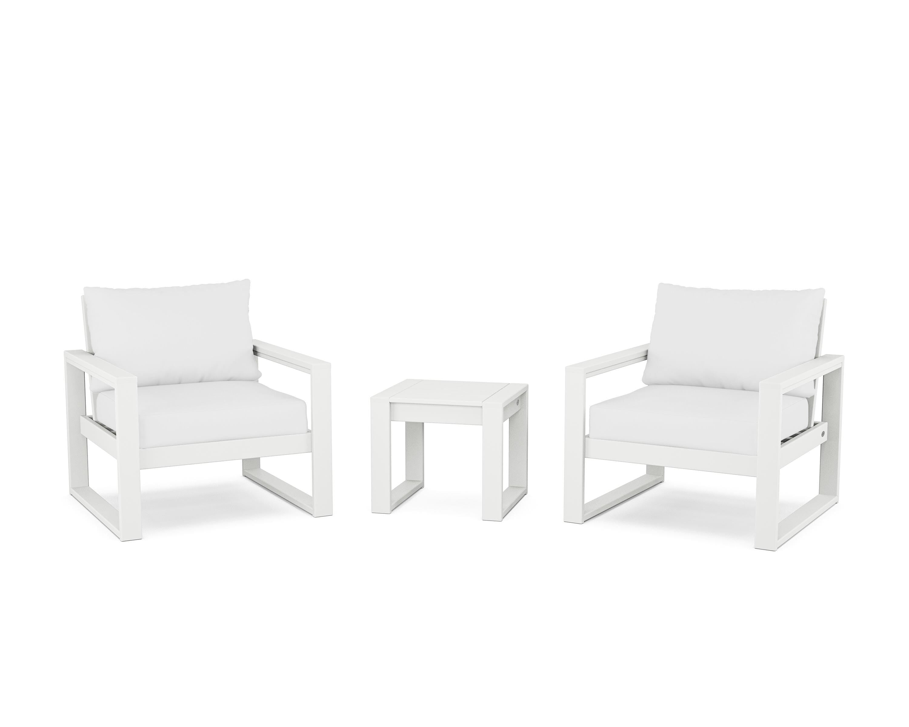 POLYWOOD® EDGE Sectional 3-Piece Deep Seating Set in White / Natural