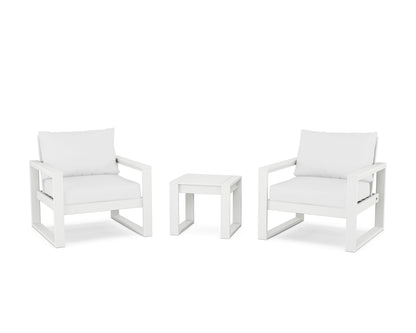 POLYWOOD® EDGE Sectional 3-Piece Deep Seating Set in White / Natural