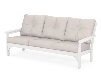 POLYWOOD® Vineyard Deep Seating Sofa in Vintage White / Dune Burlap