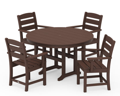 POLYWOOD® Lakeside 5-Piece Round Farmhouse Dining Set in Mahogany