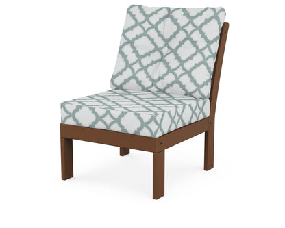 POLYWOOD® Vineyard Modular Armless Chair in Teak / Trellis Glacier Spa