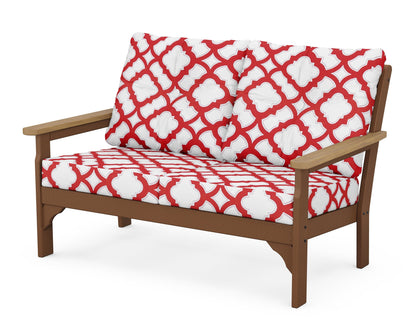 POLYWOOD® Vineyard Deep Seating Loveseat in Teak / Natural / Trellis Crimson