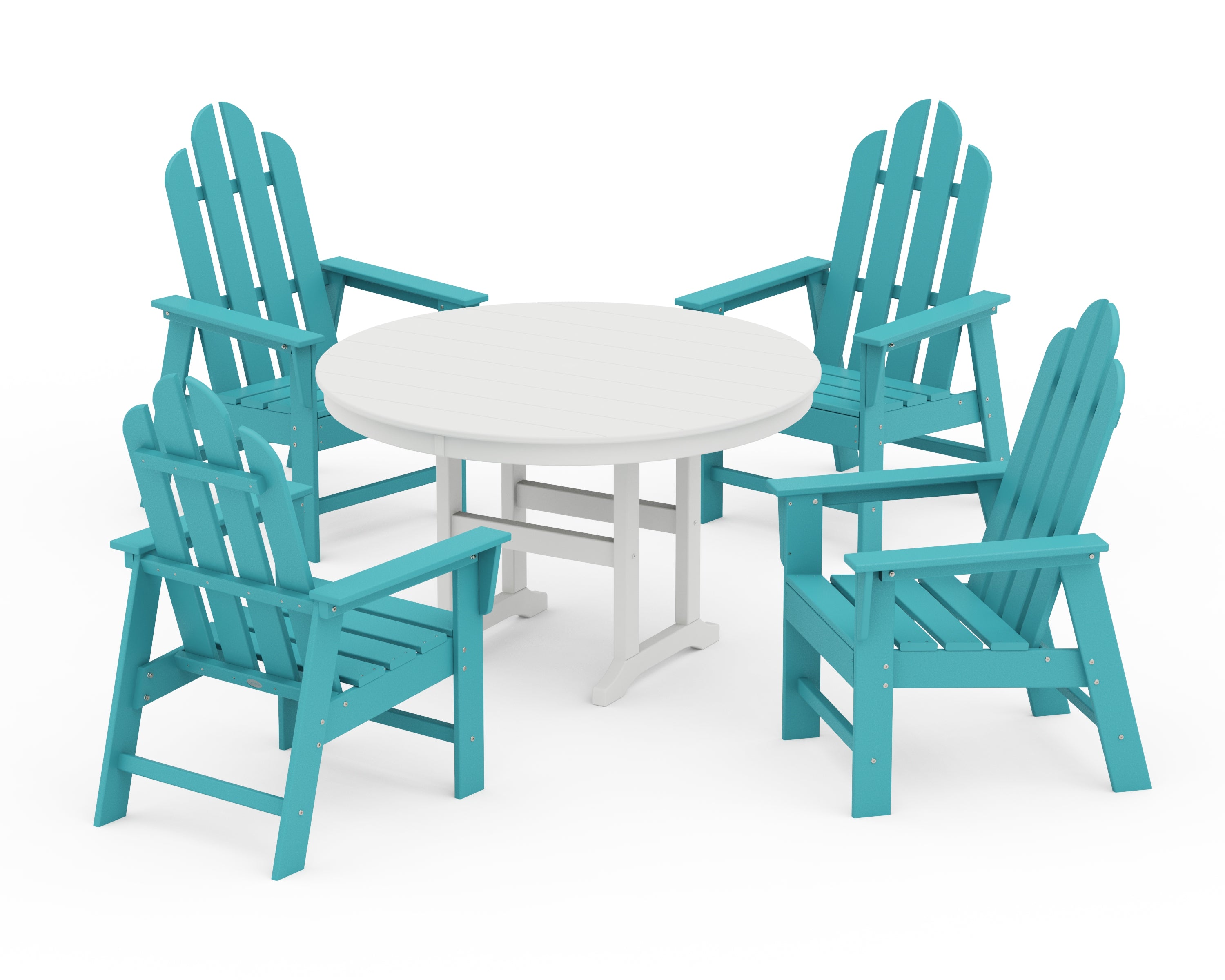 POLYWOOD® Long Island 5-Piece Round Farmhouse Dining Set in Aruba / White
