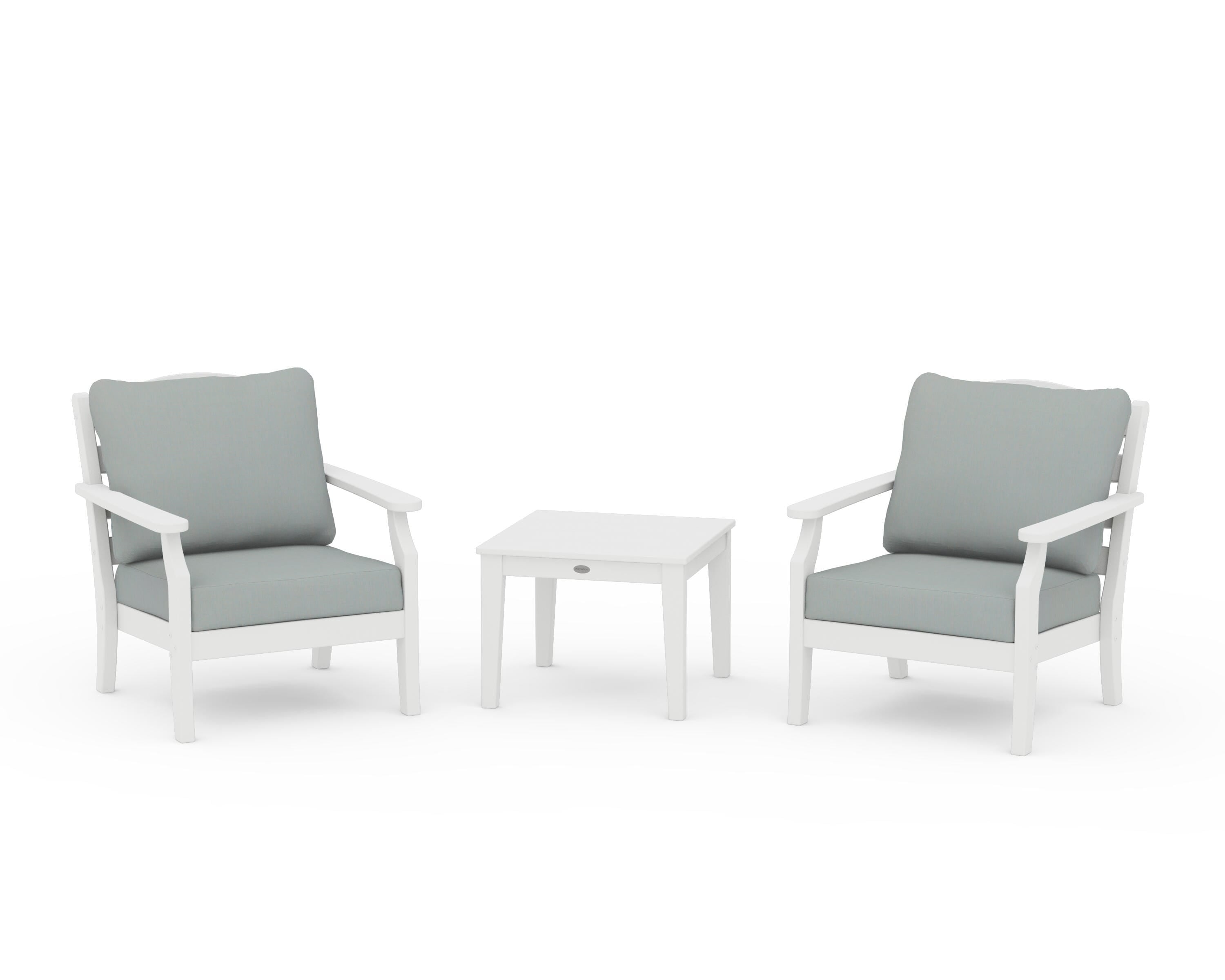Draper James™ by  POLYWOOD® Savannah 3-Piece Deep Seating Set in White / Spa