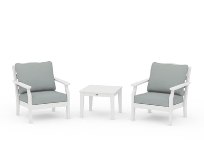 Draper James™ by  POLYWOOD® Savannah 3-Piece Deep Seating Set in White / Spa