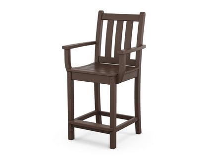 POLYWOOD® Traditional Garden Counter Arm Chair in Mahogany