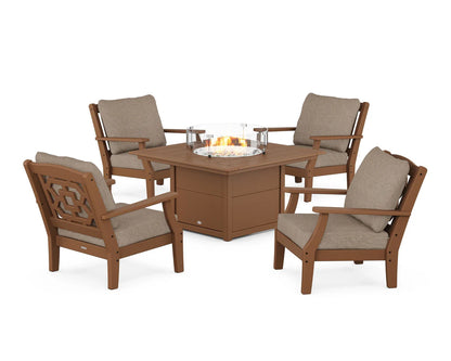 Chinoiserie 5-Piece Deep Seating Set with Fire Pit Table