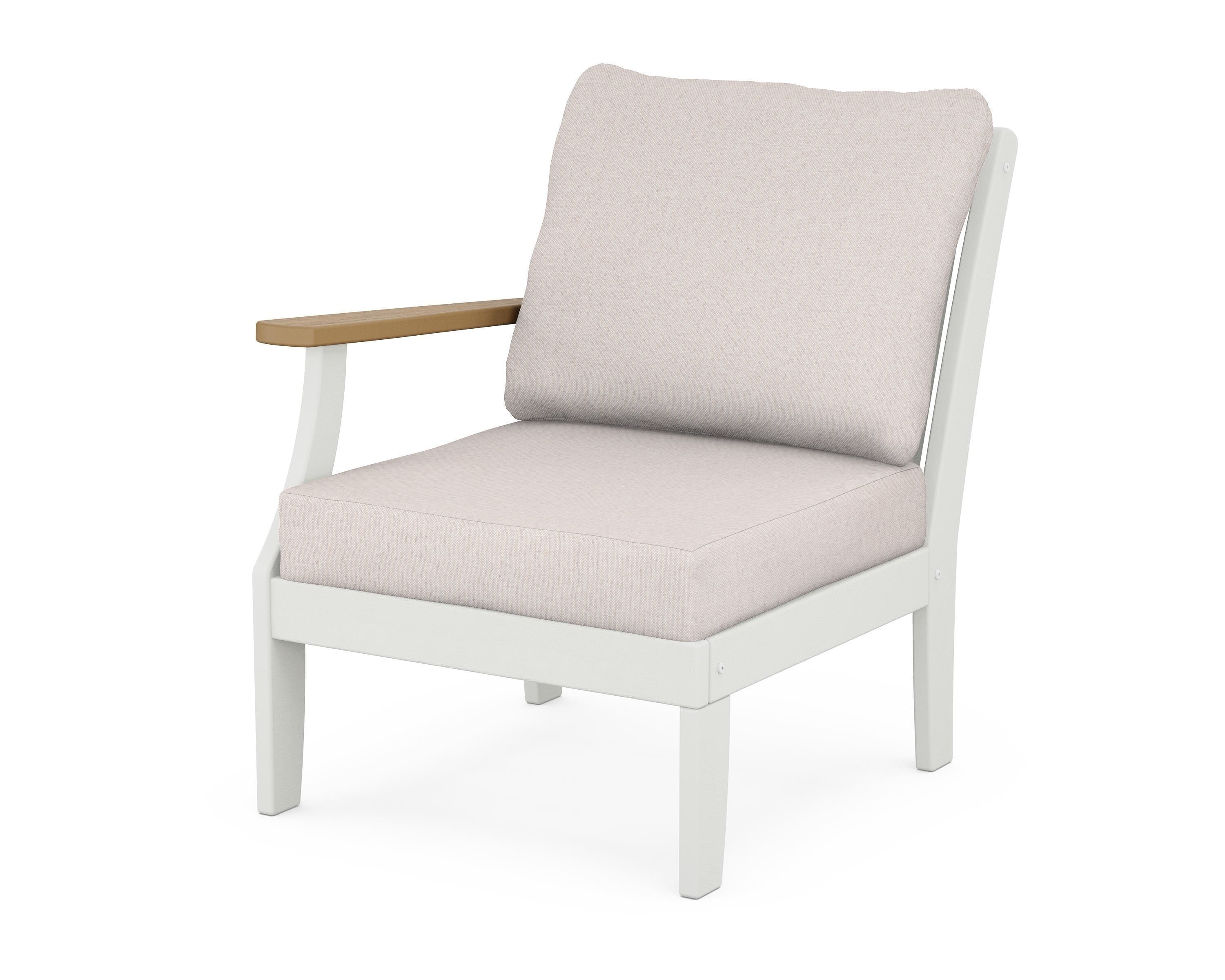 POLYWOOD® Braxton Modular Left Arm Chair in White / Natural / Dune Burlap
