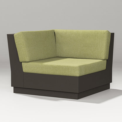 PW Designer Series Elevate Modular Corner Chair in Vintage Coffee / Chartreuse Boucle