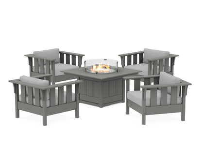 Martha Stewart by POLYWOOD® Acadia 5-Piece Deep Seating Set with Fire Pit Table in Slate Grey / Granite