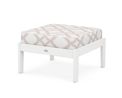 POLYWOOD® Braxton Deep Seating Ottoman in White / Trellis Dune Burlap