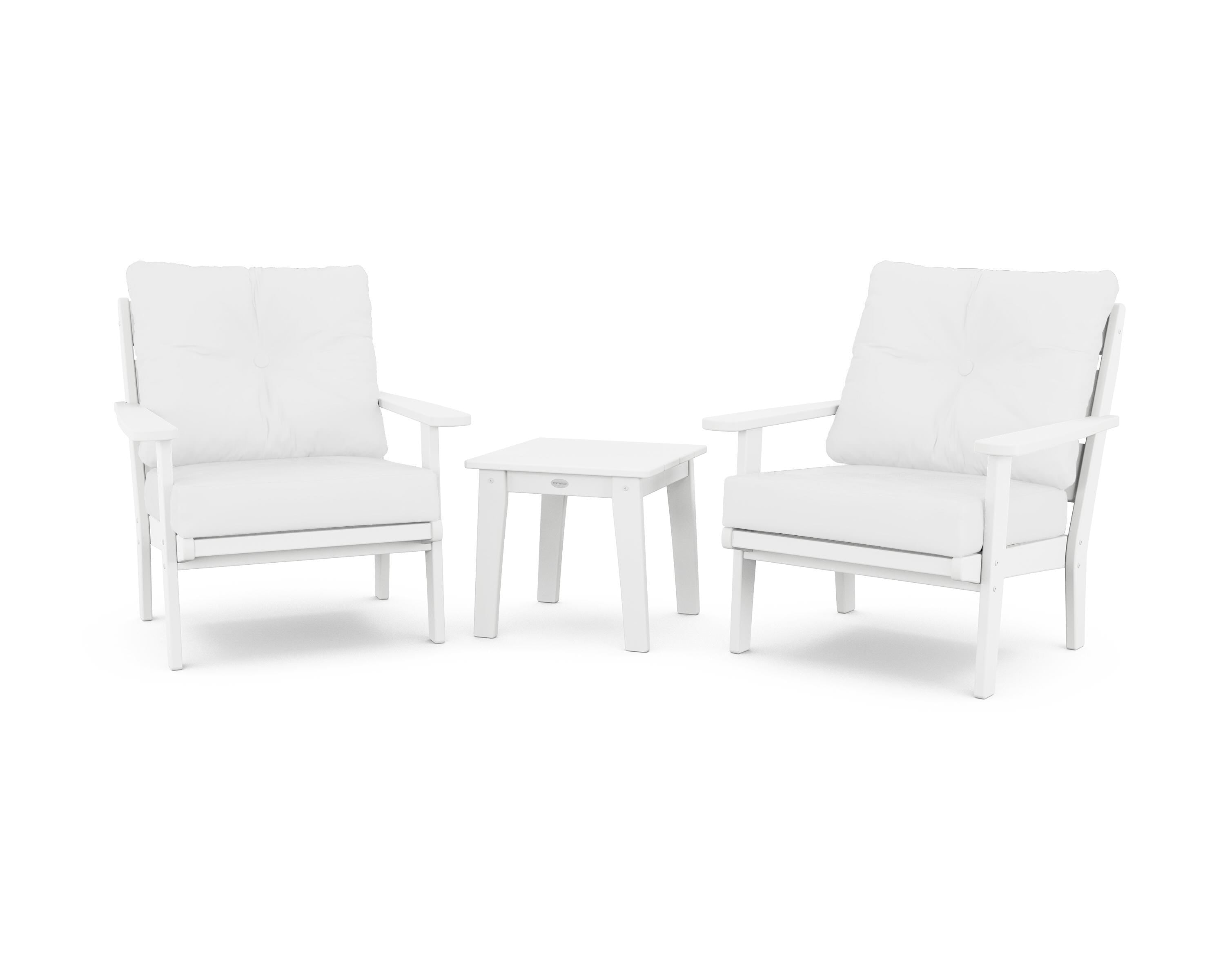 POLYWOOD® Lakeside 3-Piece Deep Seating Chair Set in White / Natural