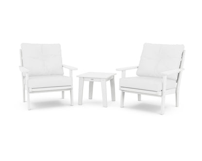 POLYWOOD® Lakeside 3-Piece Deep Seating Chair Set in White / Natural