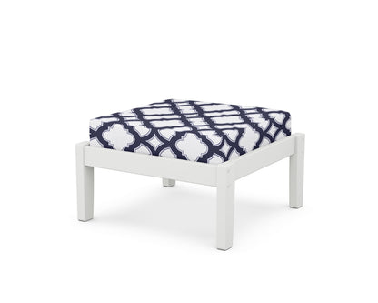 Unbranded Deep Seating Ottoman in White / Trellis Navy