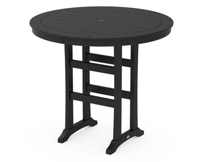 POLYWOOD® Nautical Trestle 48" Round Bar Table in Black