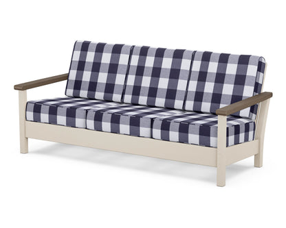 POLYWOOD® Harbour Deep Seating Sofa in Sand / Kona / Buffalo Plaid Navy