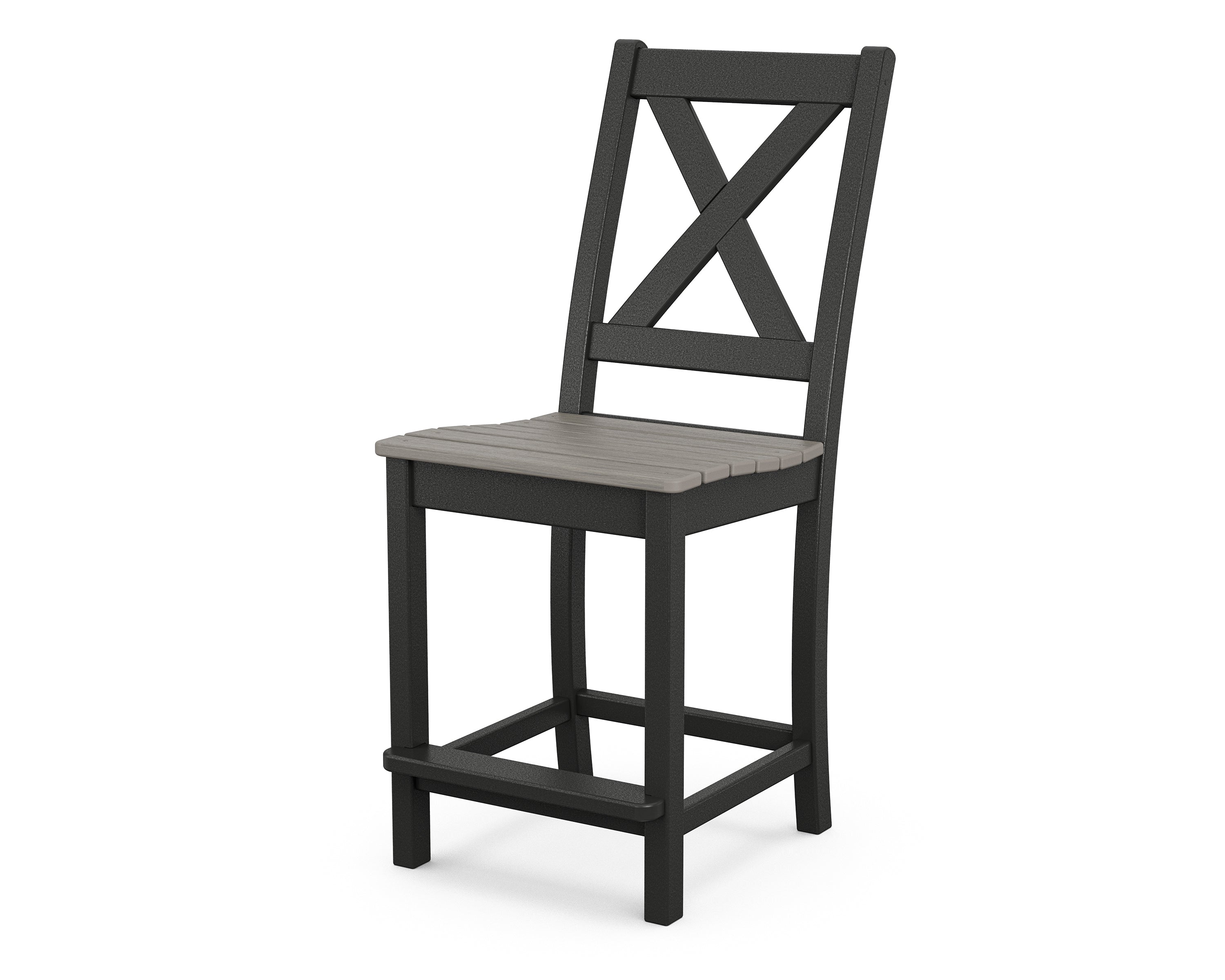 POLYWOOD® Braxton Counter Side Chair in Black / Driftwood