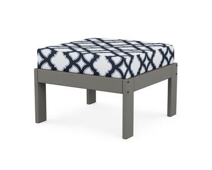 POLYWOOD® Vineyard Modular Ottoman in Slate Grey / Trellis Marine Indigo