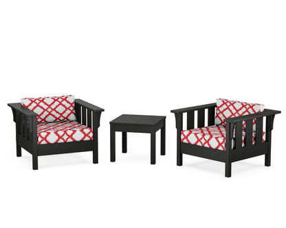 Martha Stewart by POLYWOOD® Acadia 3-Piece Deep Seating Set in Black / Trellis Crimson