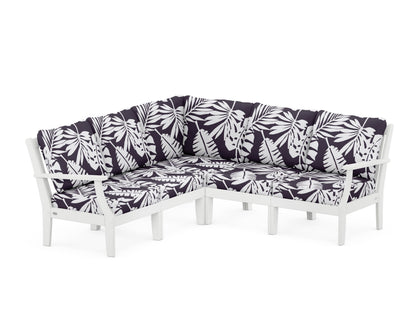 POLYWOOD® Braxton Modular 5-Piece Deep Seating Set in White / Leaf Navy