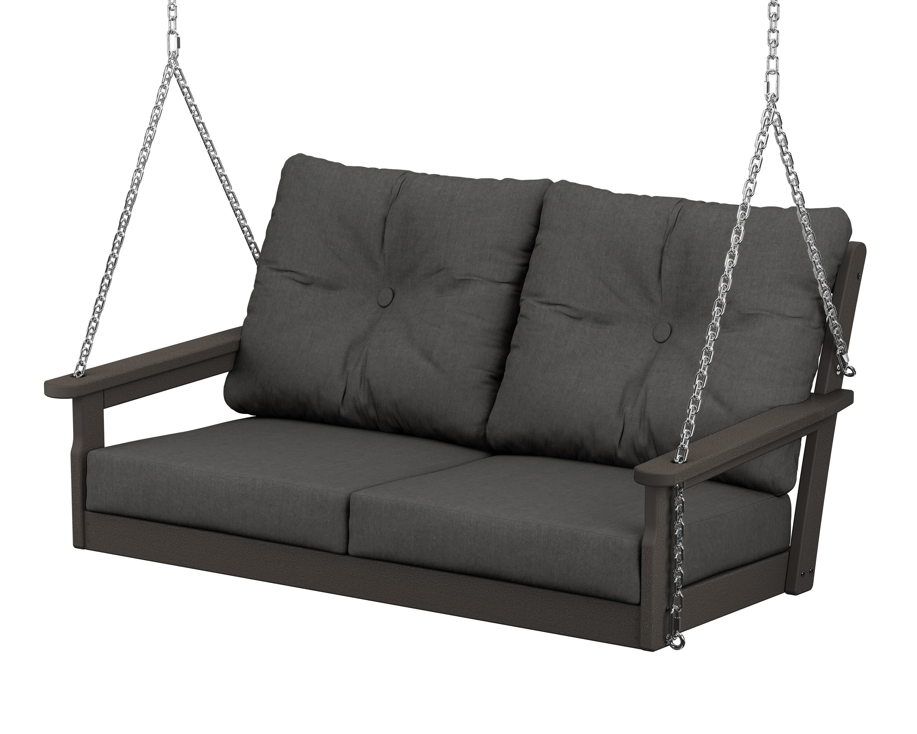 POLYWOOD® Vineyard Deep Seating Swing in Vintage Coffee / Spectrum Carbon