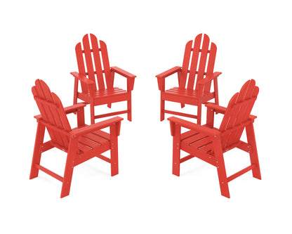 POLYWOOD® Long Island 4-Piece Upright Adirondack Conversation Set in Sunset Red