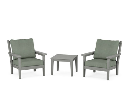POLYWOOD® Chippendale 3-Piece Deep Seating Set in Slate Grey / Cast Sage