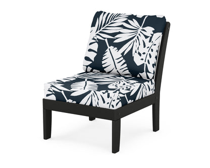 POLYWOOD® Braxton Modular Armless Chair in Black / Leaf Marine Indigo
