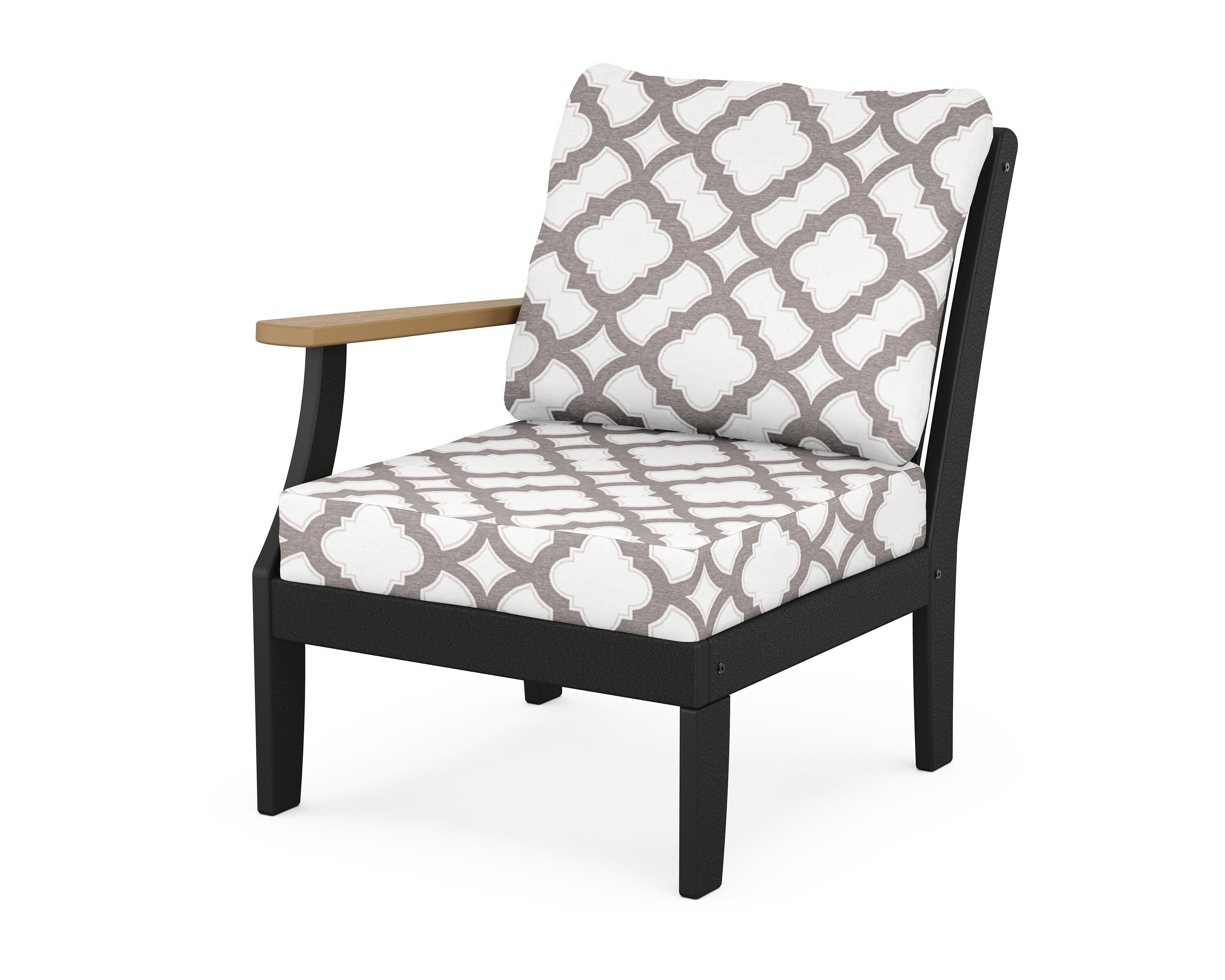POLYWOOD® Braxton Modular Left Arm Chair in Black / Natural / Trellis Grey Mist