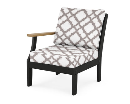POLYWOOD® Braxton Modular Left Arm Chair in Black / Natural / Trellis Grey Mist