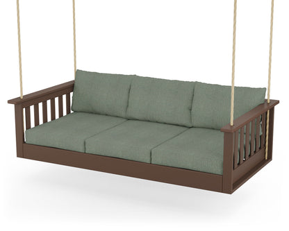 POLYWOOD® Vineyard Daybed Swing in Mahogany / Cast Sage